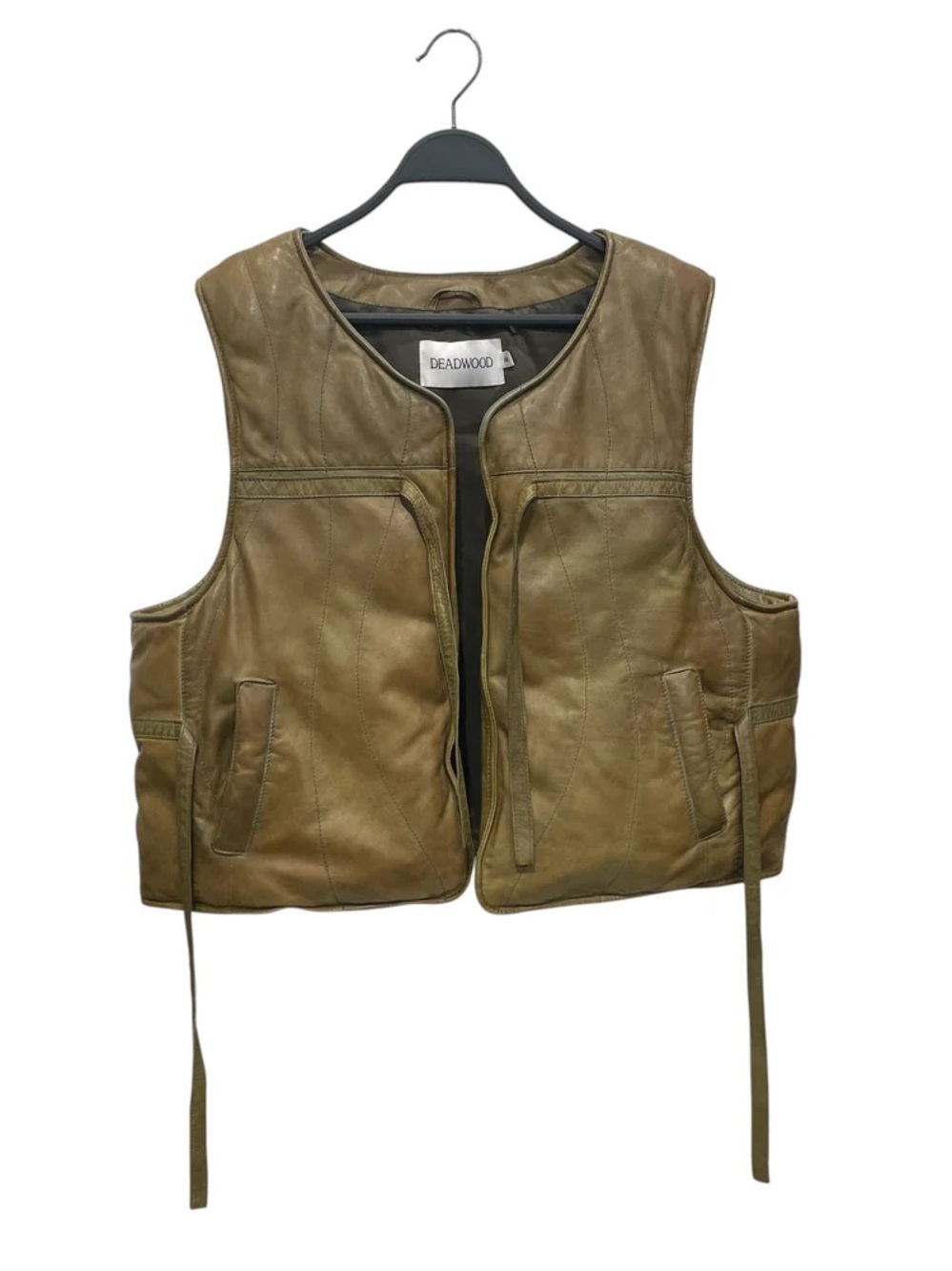 Deadwood Men's Olive Leather Vest